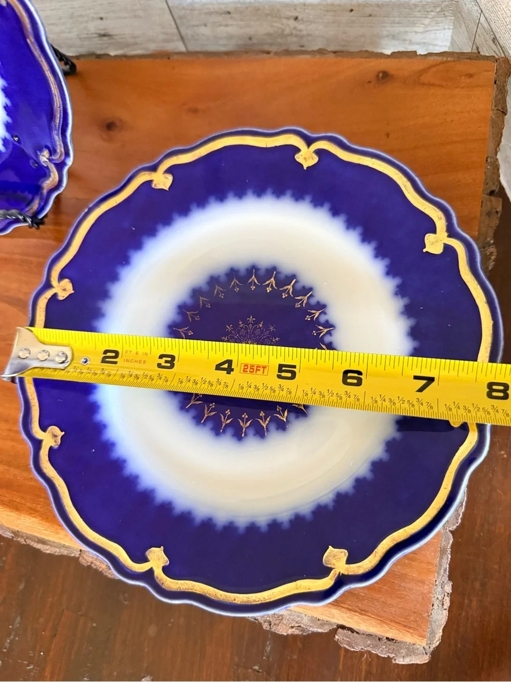 Vintage W H Grindley & Co Marquis Blue And Gold Plate, England set of 3